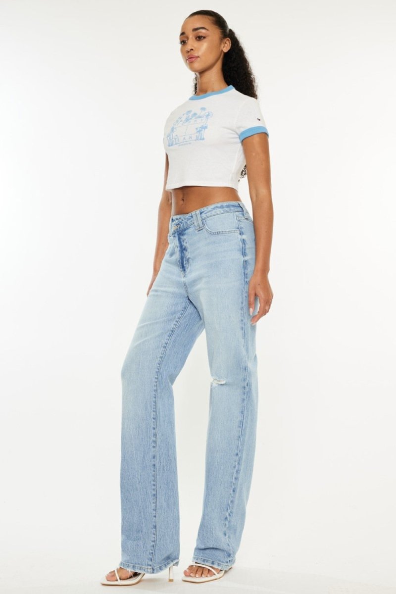 Kancan Distressed High Waist Straight Jeans - Bottoms